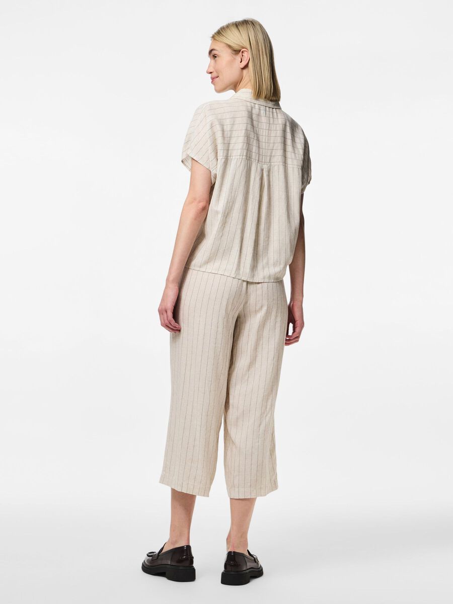 Carousel image - PCPIA LINEN BLEND CULOTTES, Birch | 2