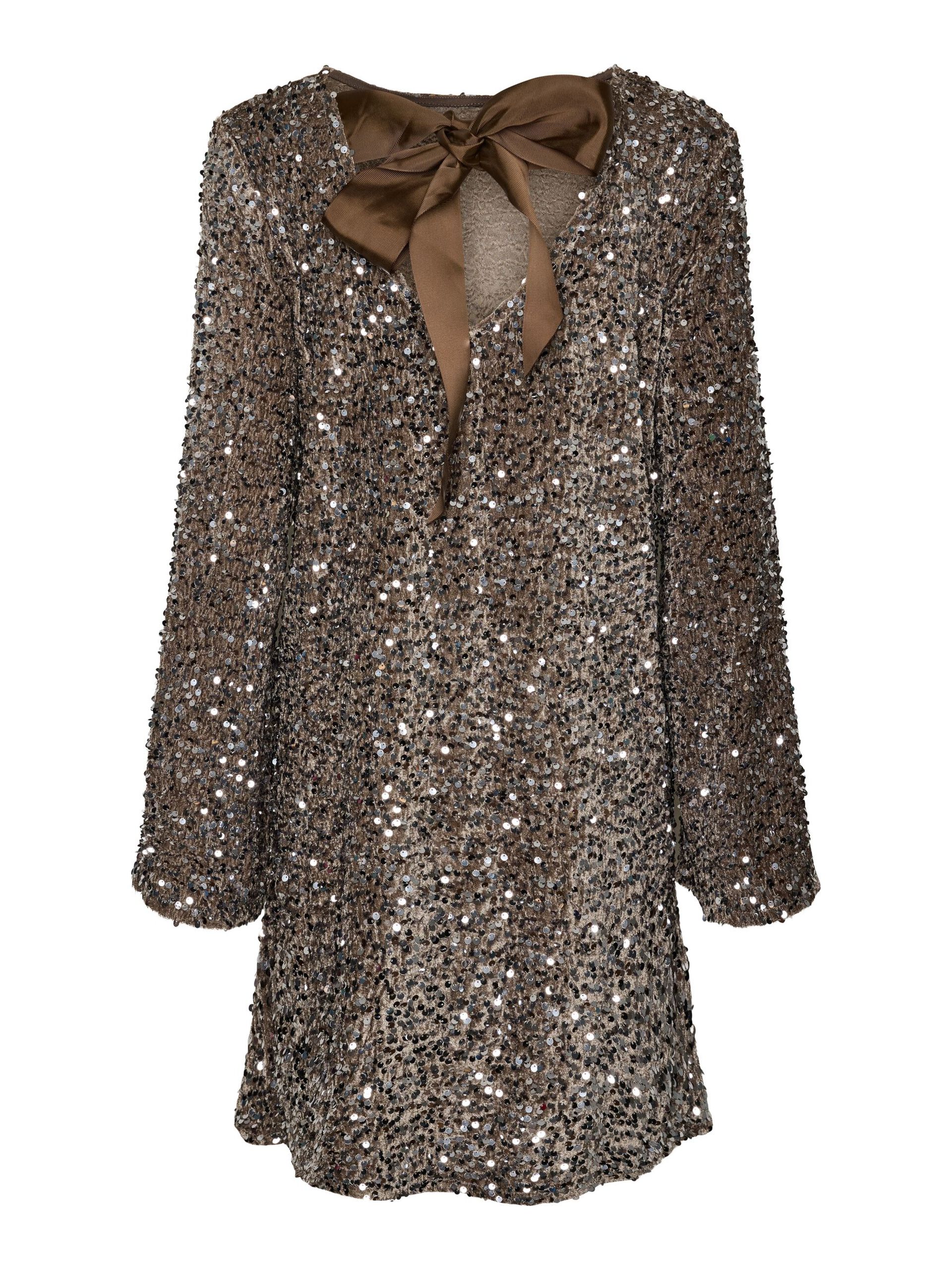 Carousel image - PCKAM PAILLETTEN MINI JURK, Morel | 7