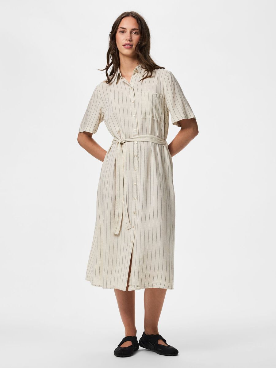 Product carousel image - PCPIA LINEN BLEND SHIRT DRESS, Birch | 1