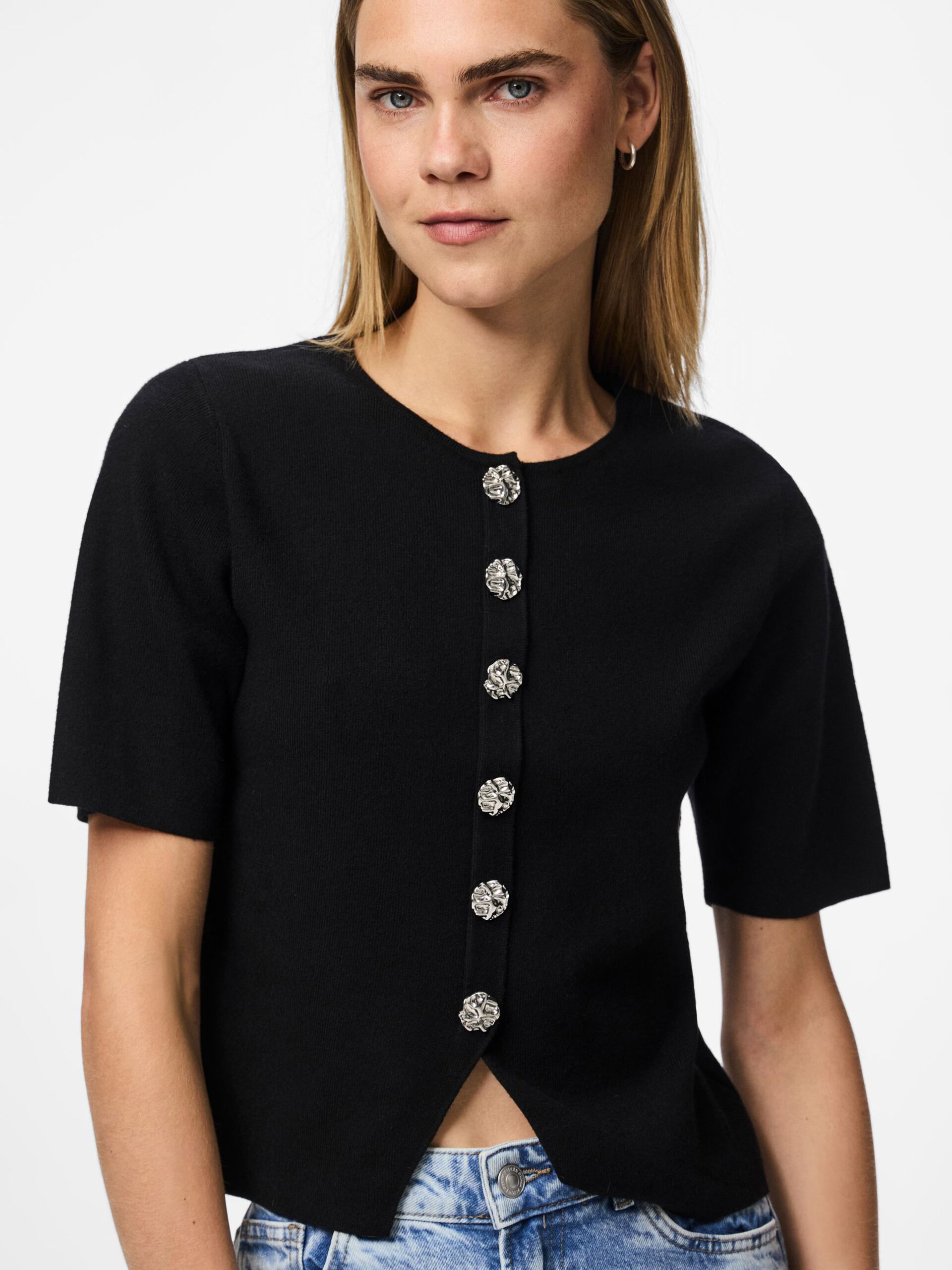 Carousel image - PCMARIE SPLIT GEBREID VEST, Black | 4