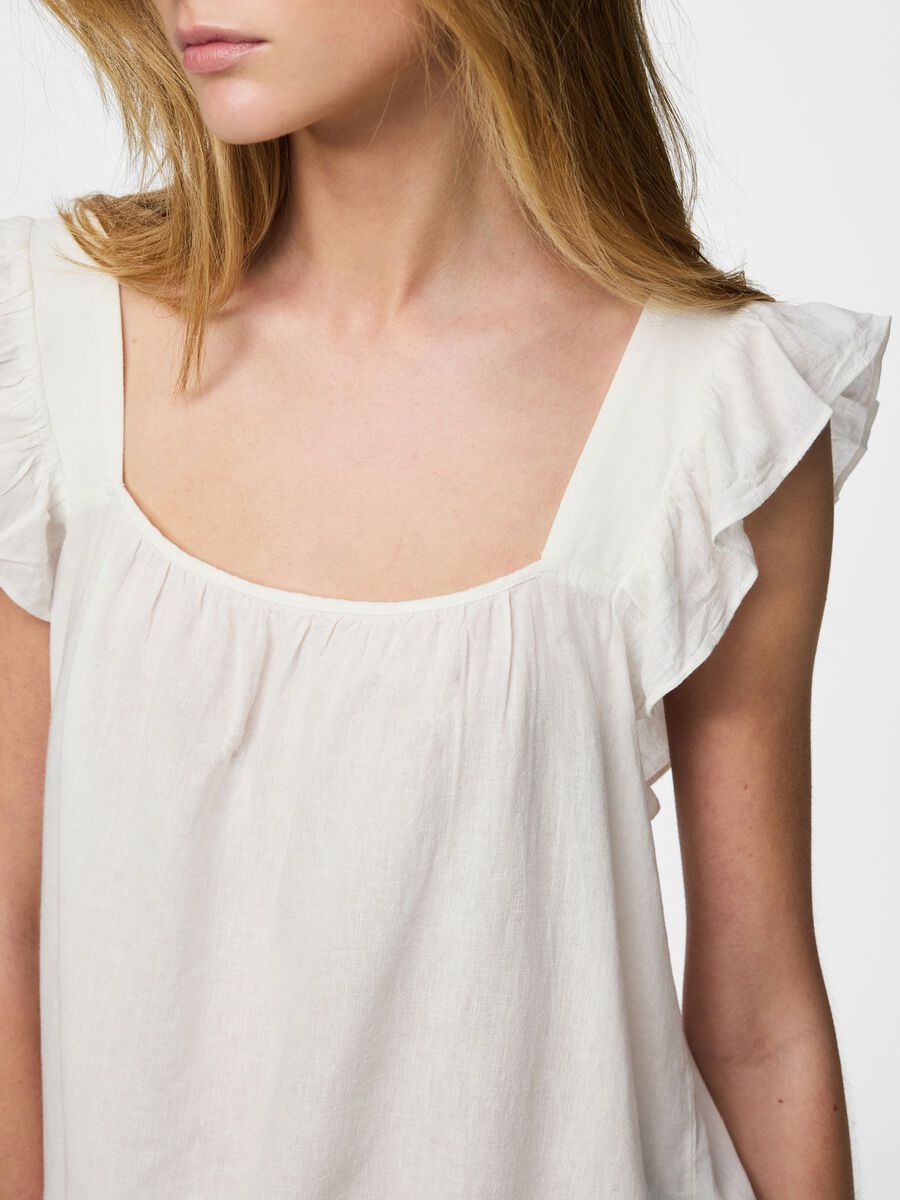 Carousel image - PCPIA LINEN BLEND SLEEVELESS TOP, Bright White | 4