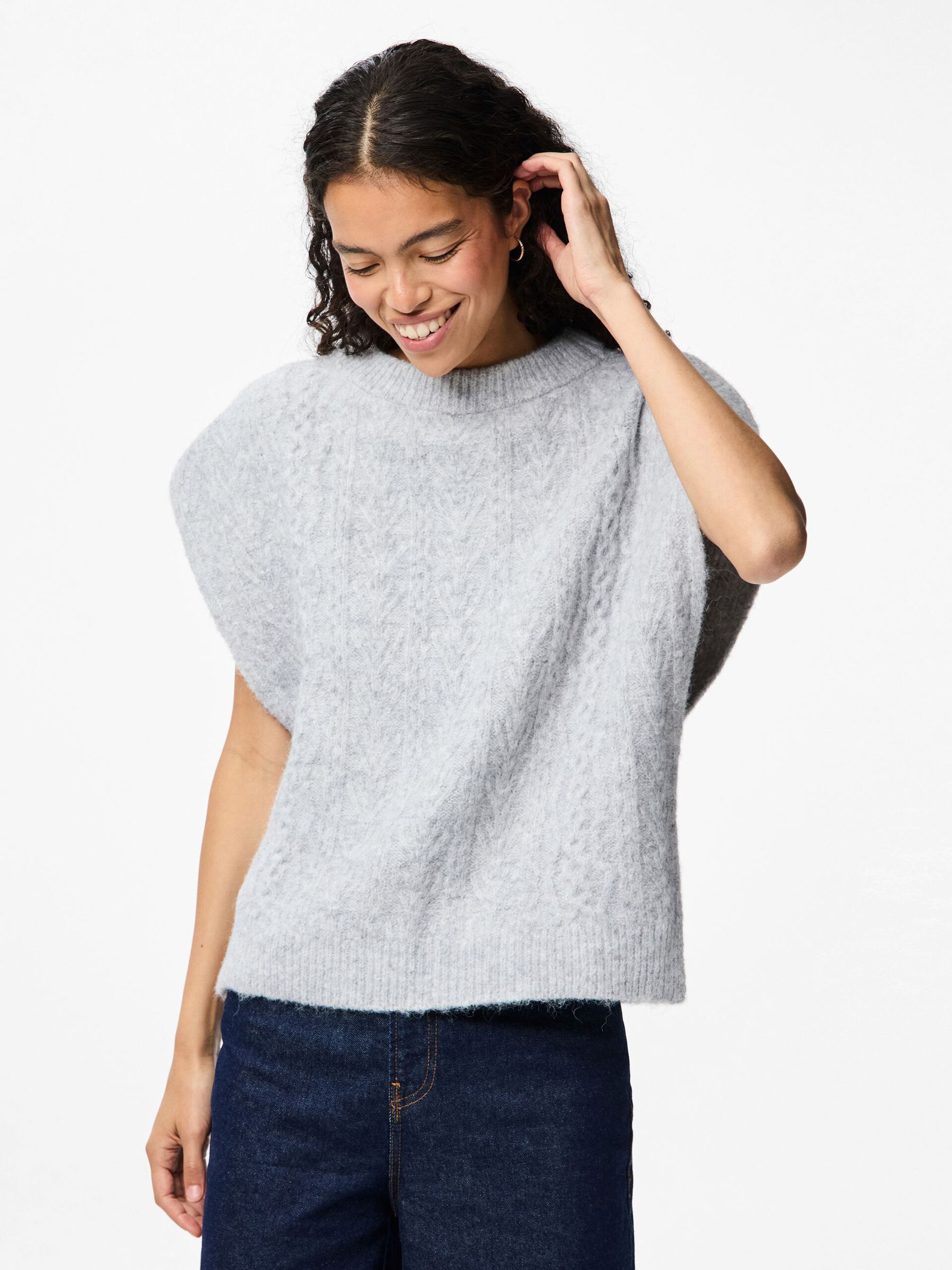 Carousel image - PCNOSIE PONCHO, Light Grey Melange | 5