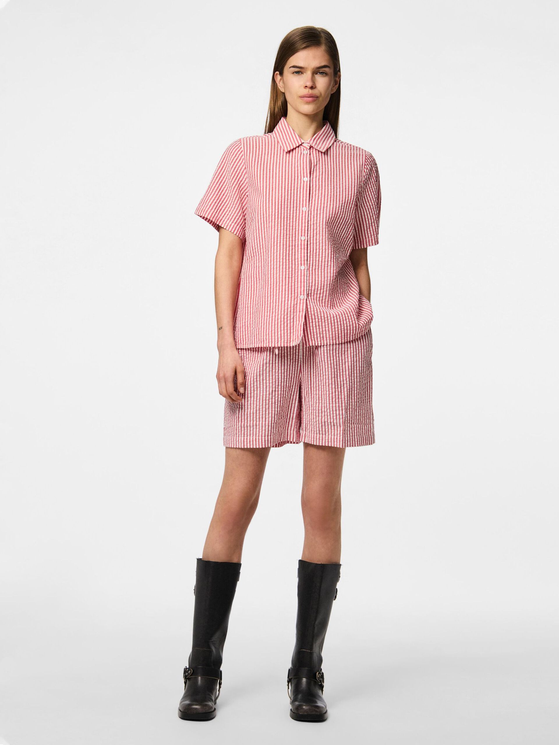 Carousel image - PCSALLY SEERSUCKER SHORT SLEEVED SHIRT, Goji Berry | 6