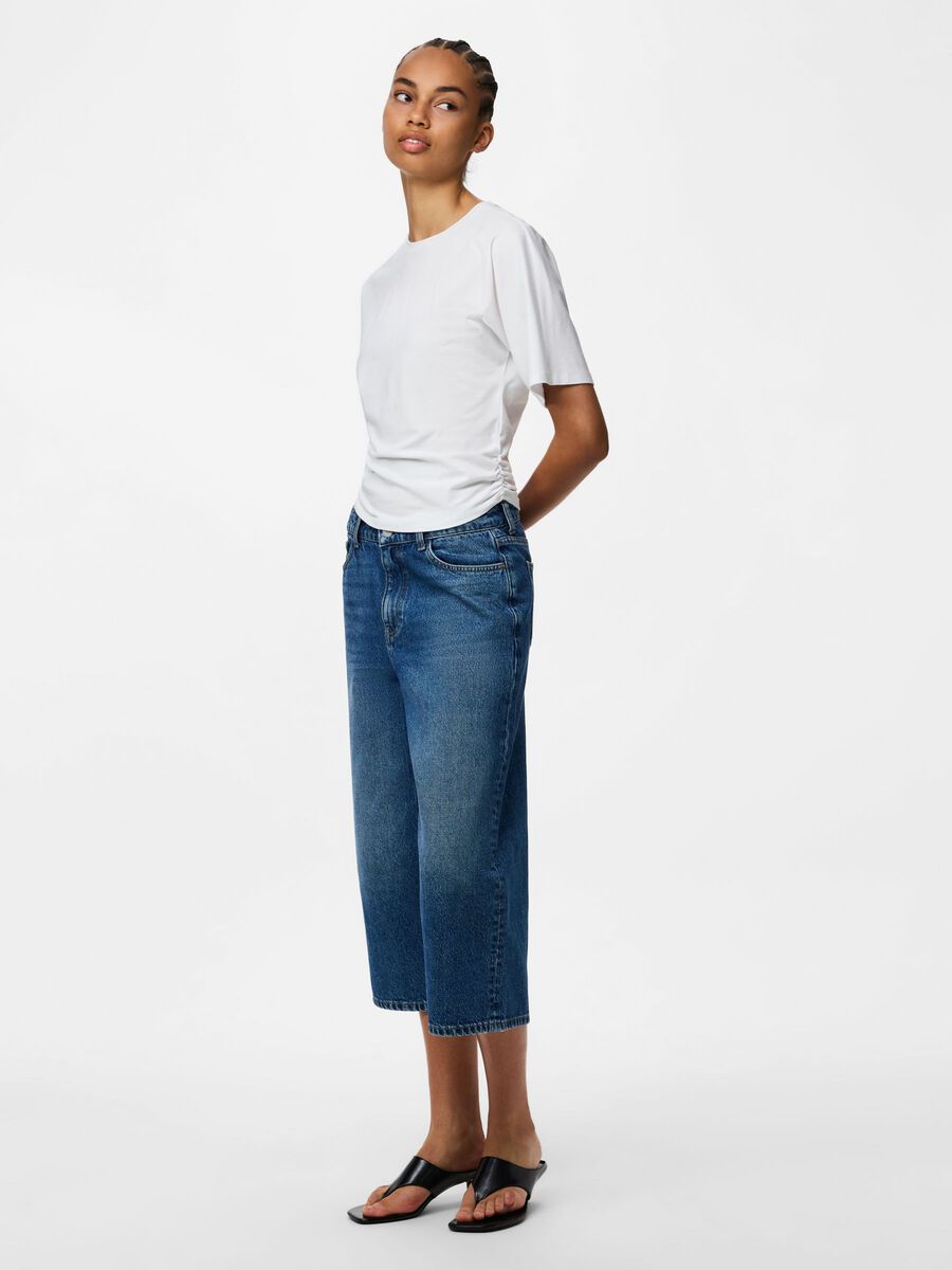 Carousel image - PCKATE MW CULOTTE  WIDE FIT JEANS, Medium Blue Denim | 6