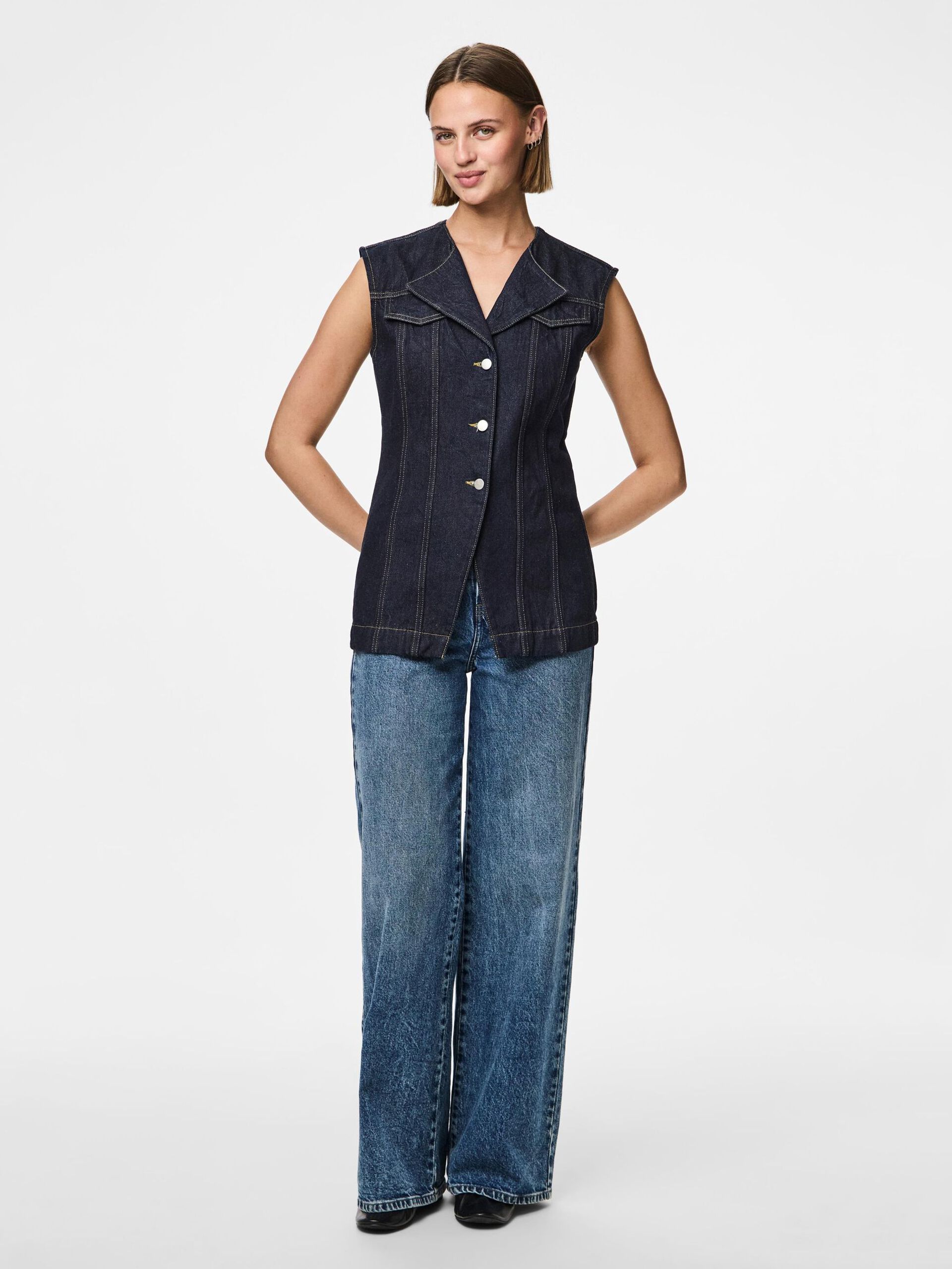 Carousel image - PCNUA FITTED DENIM VÄST, Indigo | 3