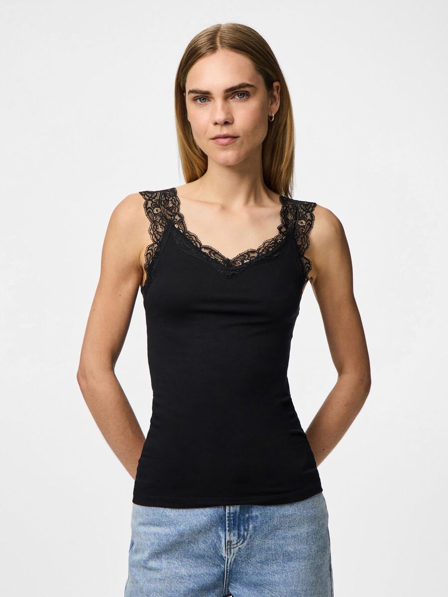 Product carousel image - PCBARBERA DENTELLE TOP, Black | 1