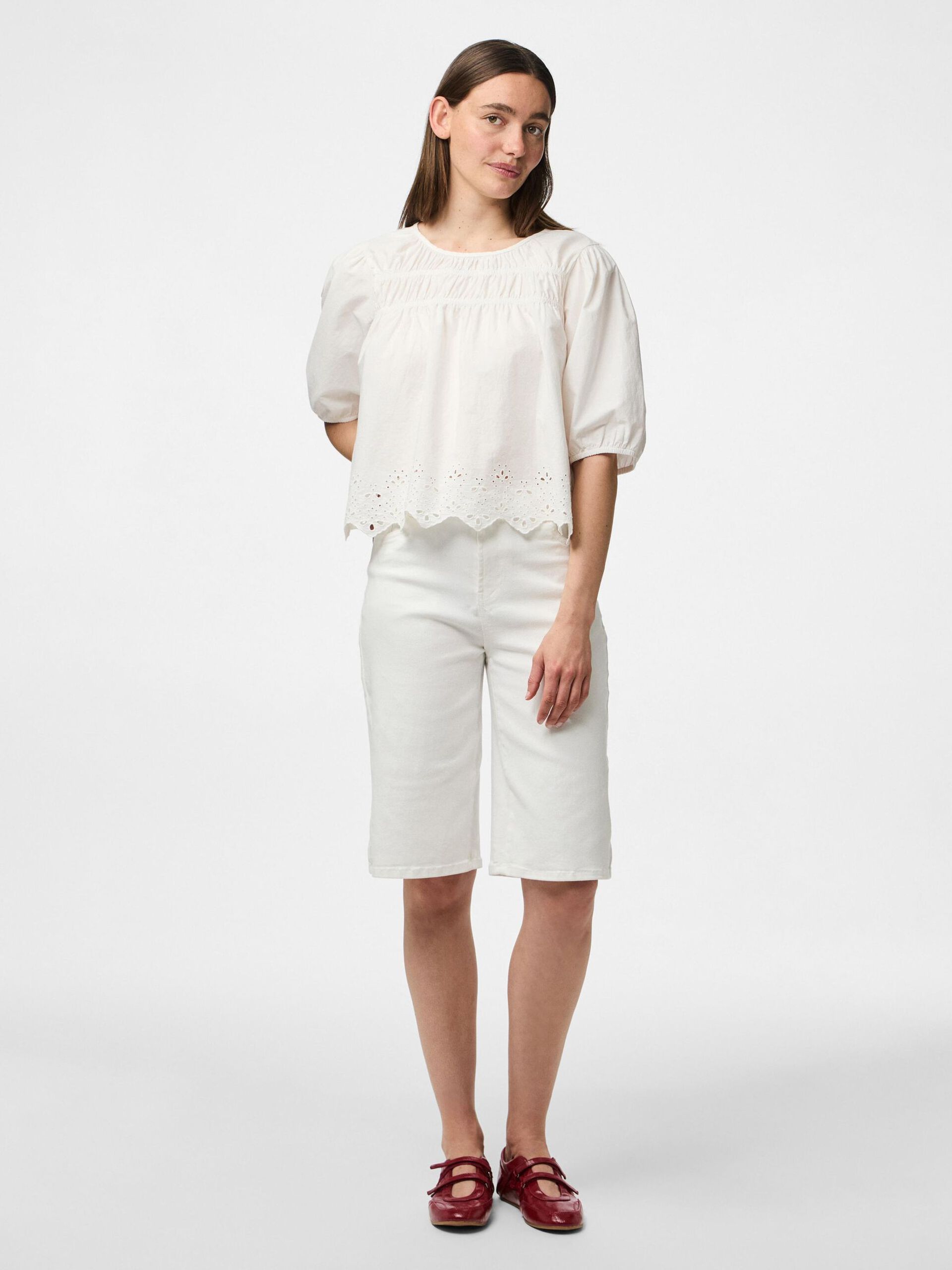 Carousel image - PCSALMINA 2/4 SHORT SLEEVED TOP, Cloud Dancer | 3