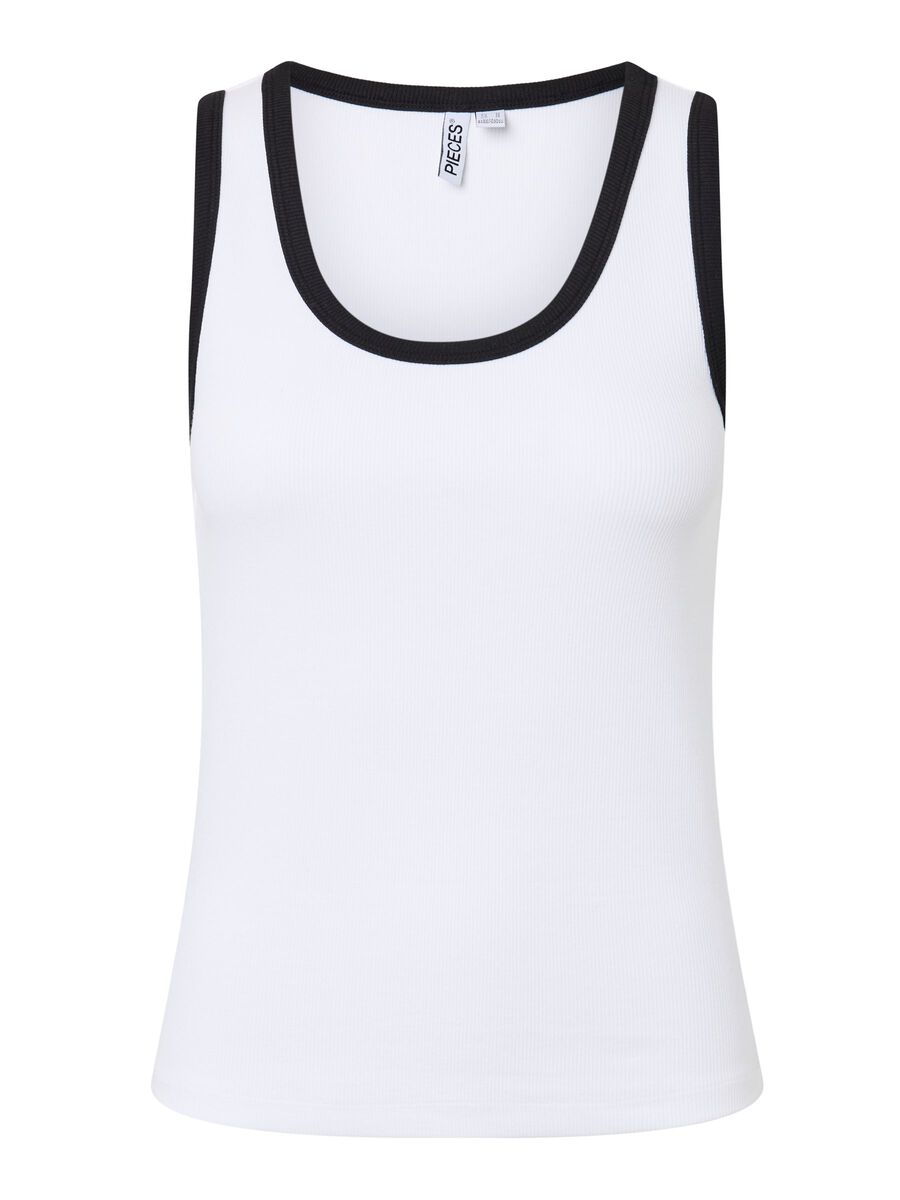 Product carousel image - PCMAY RIBBED TANK TOP, Bright White | 1
