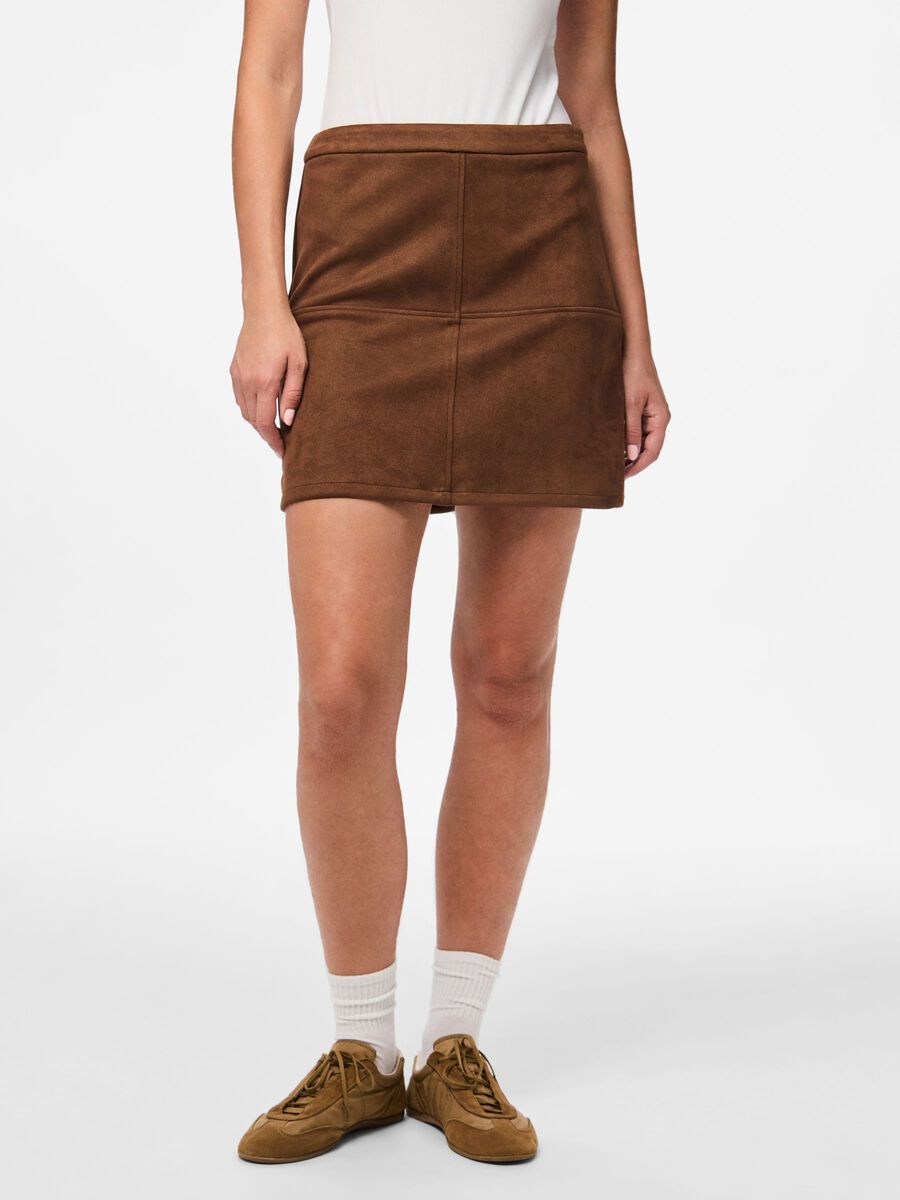 Product carousel image - PCRAKEL BRUSHED HW MINI SKIRT, Downtown Brown | 1