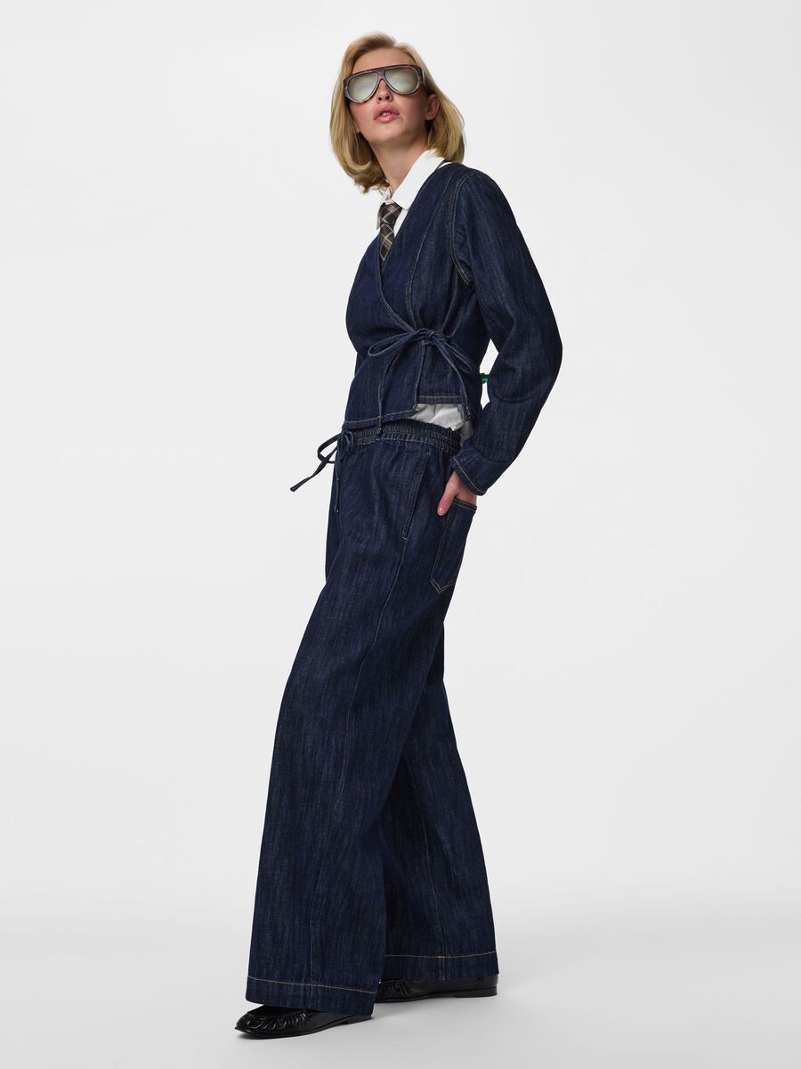 Carousel image - PCGEGGO MW PULL UP WIDE FIT JEANS, Dark Blue Denim | 5