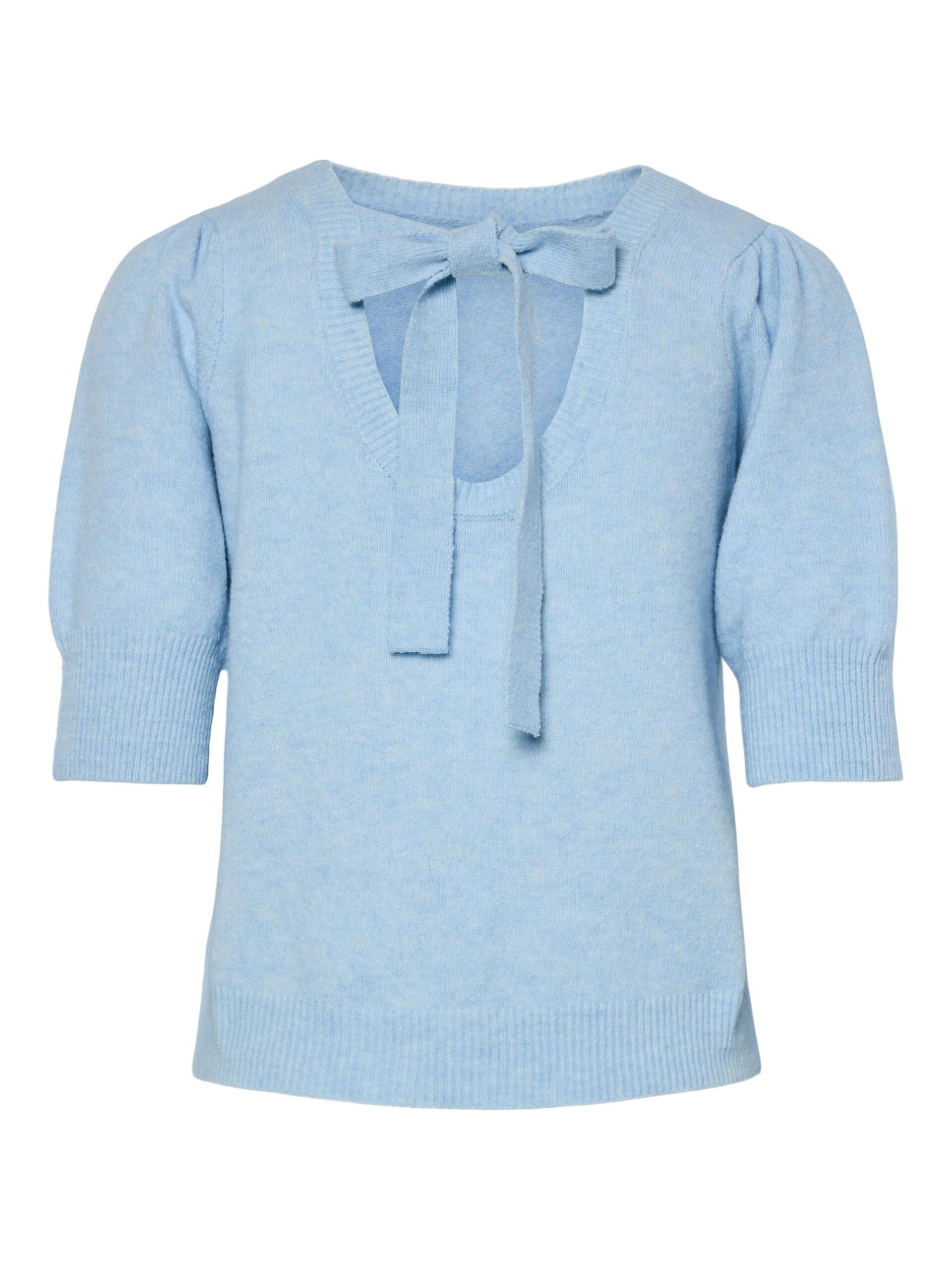 Carousel image - PCFUNIA BOW STRIKKET TOP, Cashmere Blue | 6