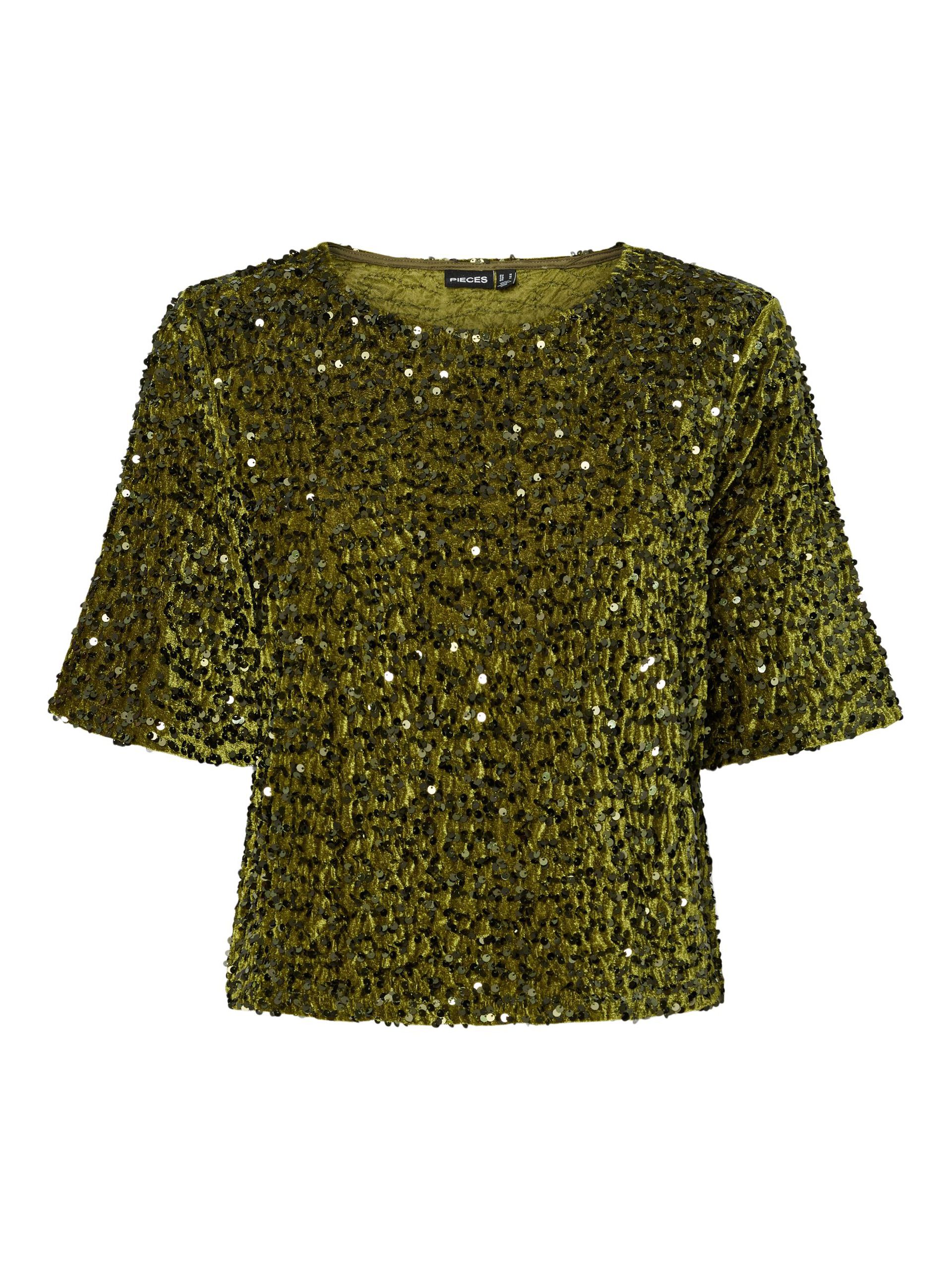 Carousel image - PCKAM SEQUIN 2/4 SLEEVED BLOUSE, Kalamata | 6