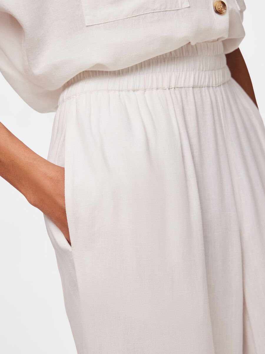 Carousel image - PCPIA LINEN BLEND CULOTTES, Bright White | 4