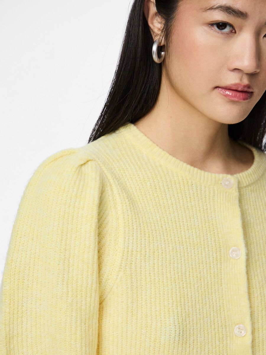 Carousel image - PCSILLY PUFF KNITTED CARDIGAN, Pale Banana | 4