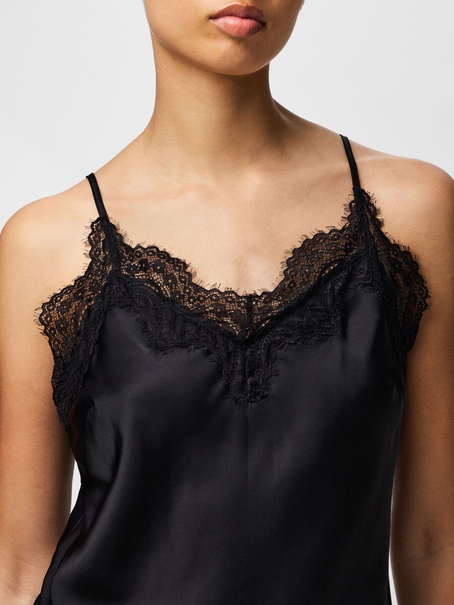Carousel image - PCJESSA LACE SINGLET, Black | 4