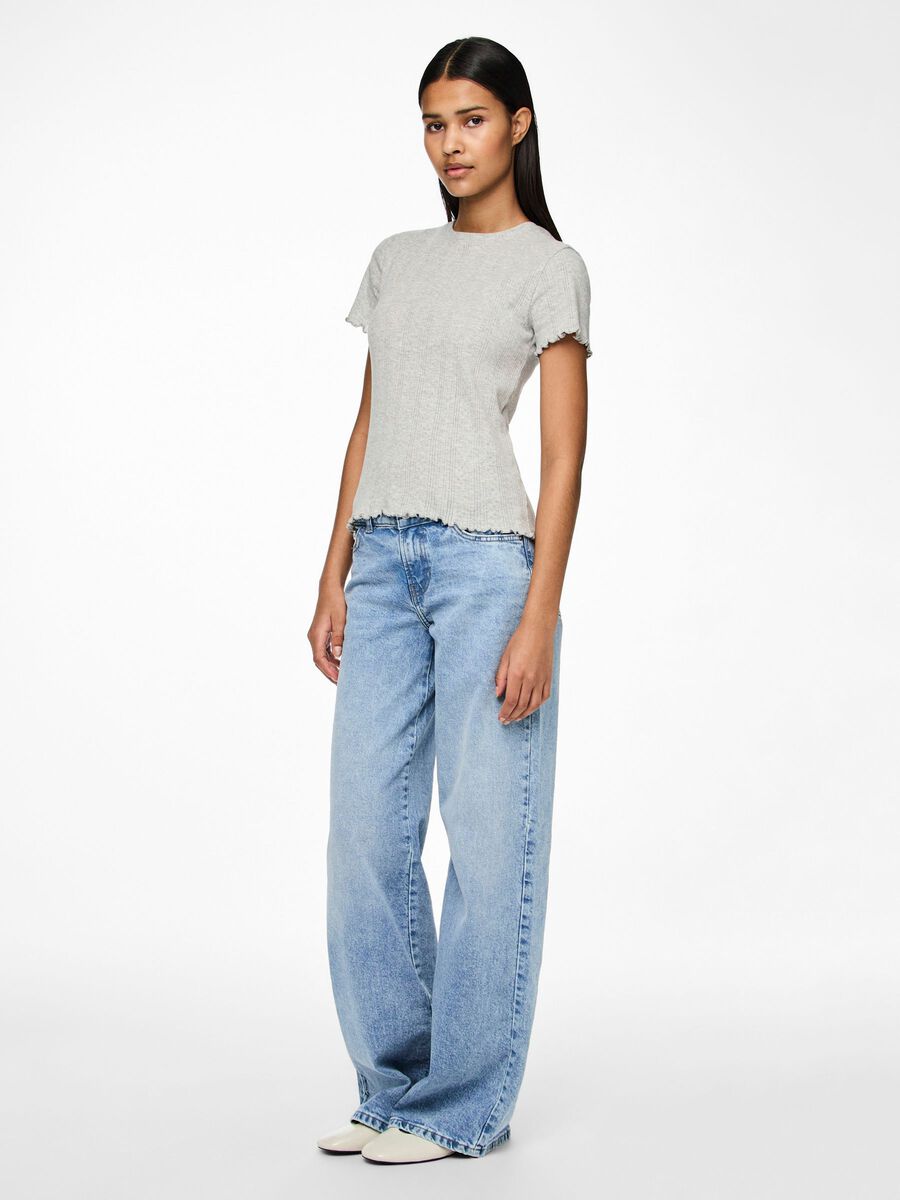 Carousel image - PCMARIE POINTELLE T-SHIRT, Light Grey Melange | 3