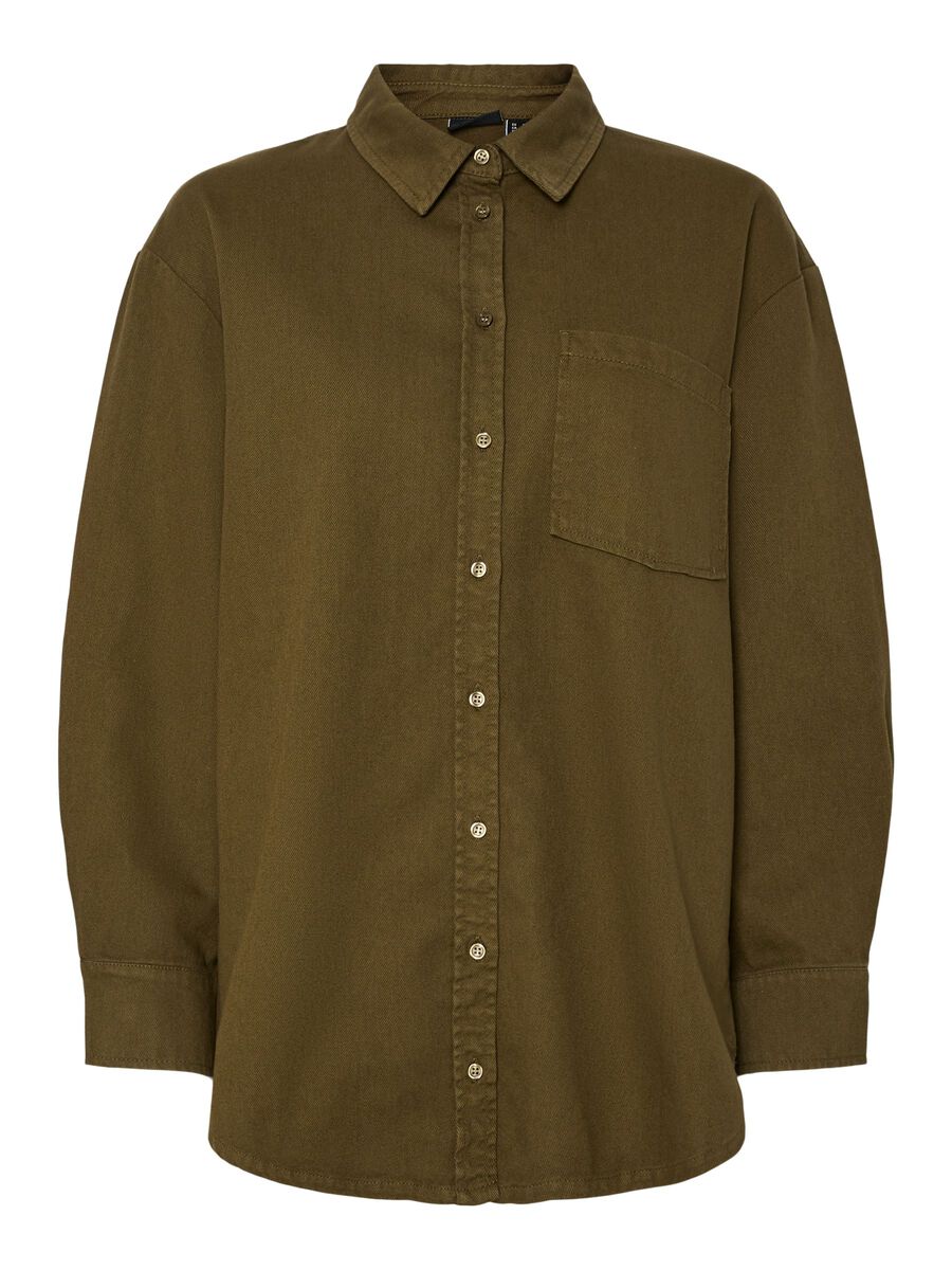 Product carousel image - PCMAISIE DENIM SHIRT, Military Olive | 2