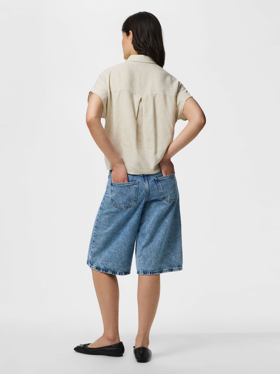 Product carousel image - PCPIA LINEN BLEND SHORT SLEEVED SHIRT, Birch | 2