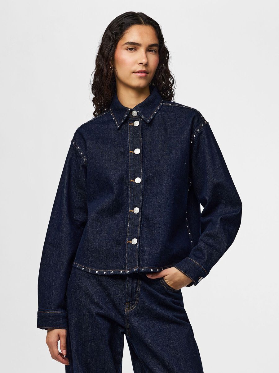 Product carousel image - PCKARLA  DENIM SHIRT, Dark Blue Denim | 1