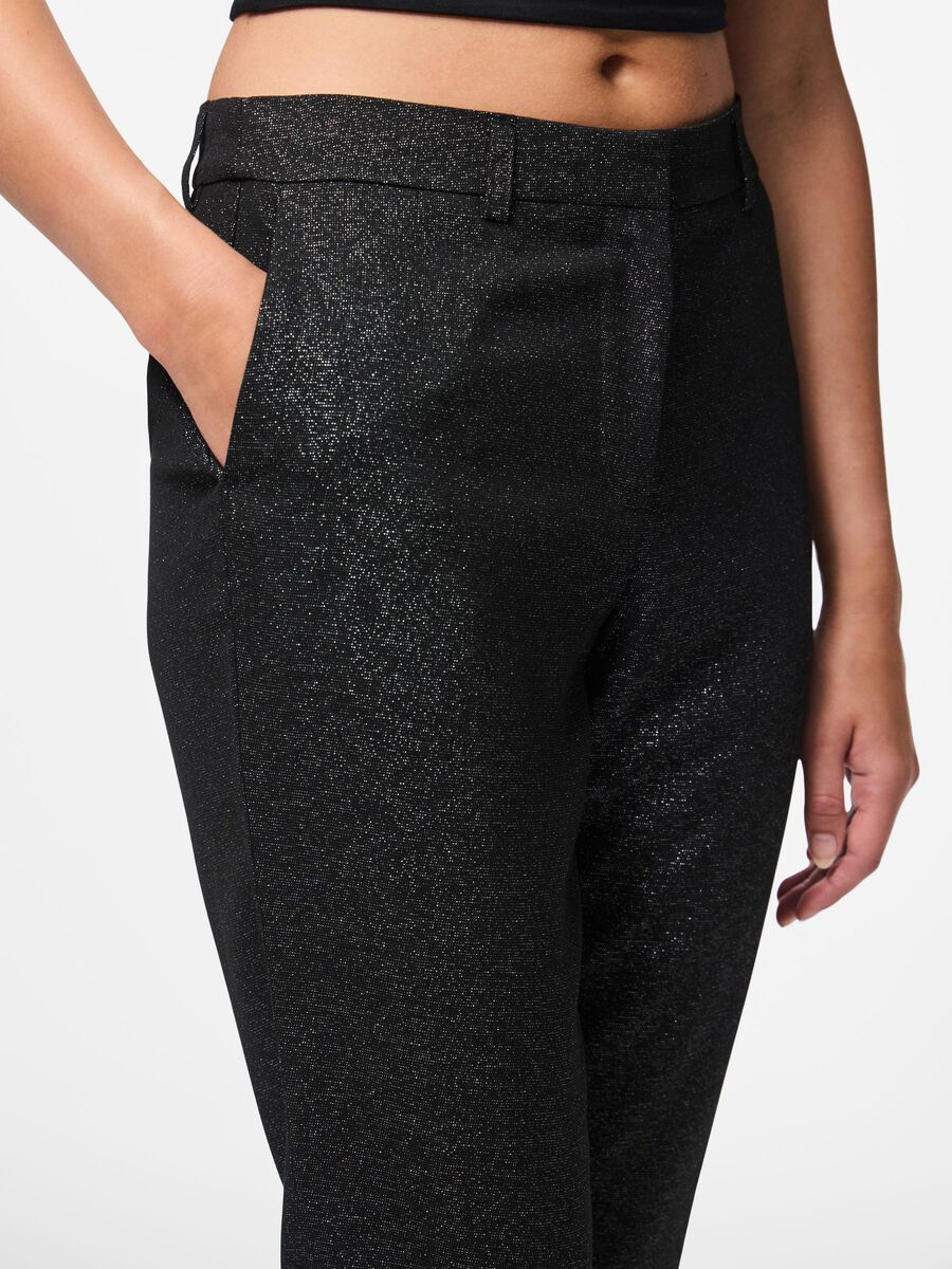 Carousel image - PCBOSELLA GLITTER ANKLE TROUSERS, Black | 4