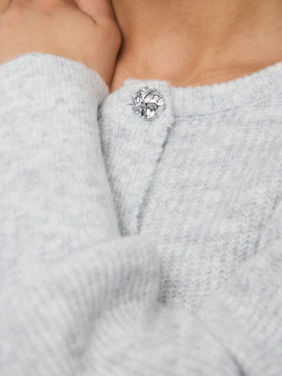 Carousel image - PCANNIE KNITTED CARDIGAN, Light Grey Melange | 5