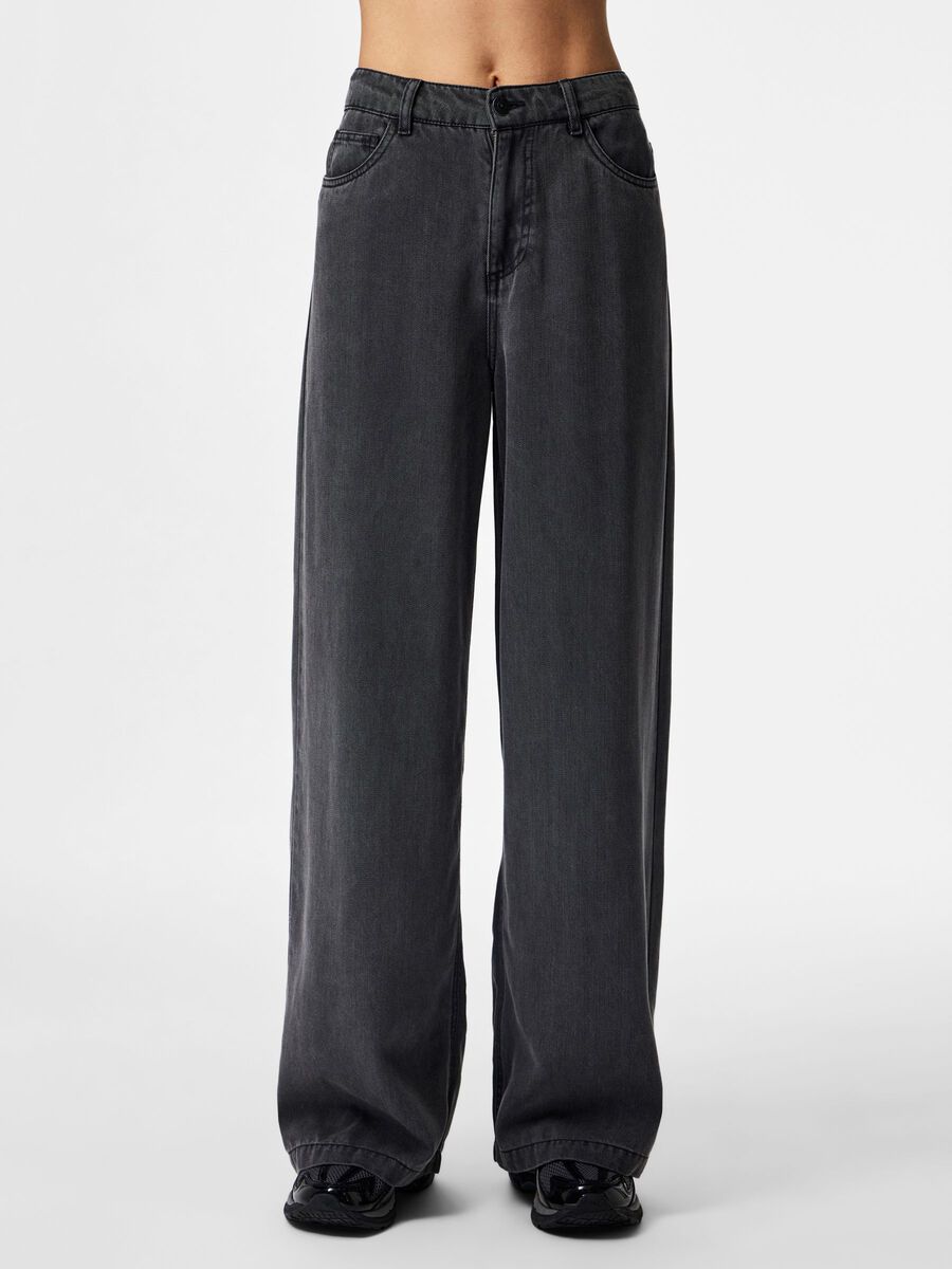 Product carousel image - PCSMIDI MW WIDE FIT JEANS, Dark Grey Denim | 1