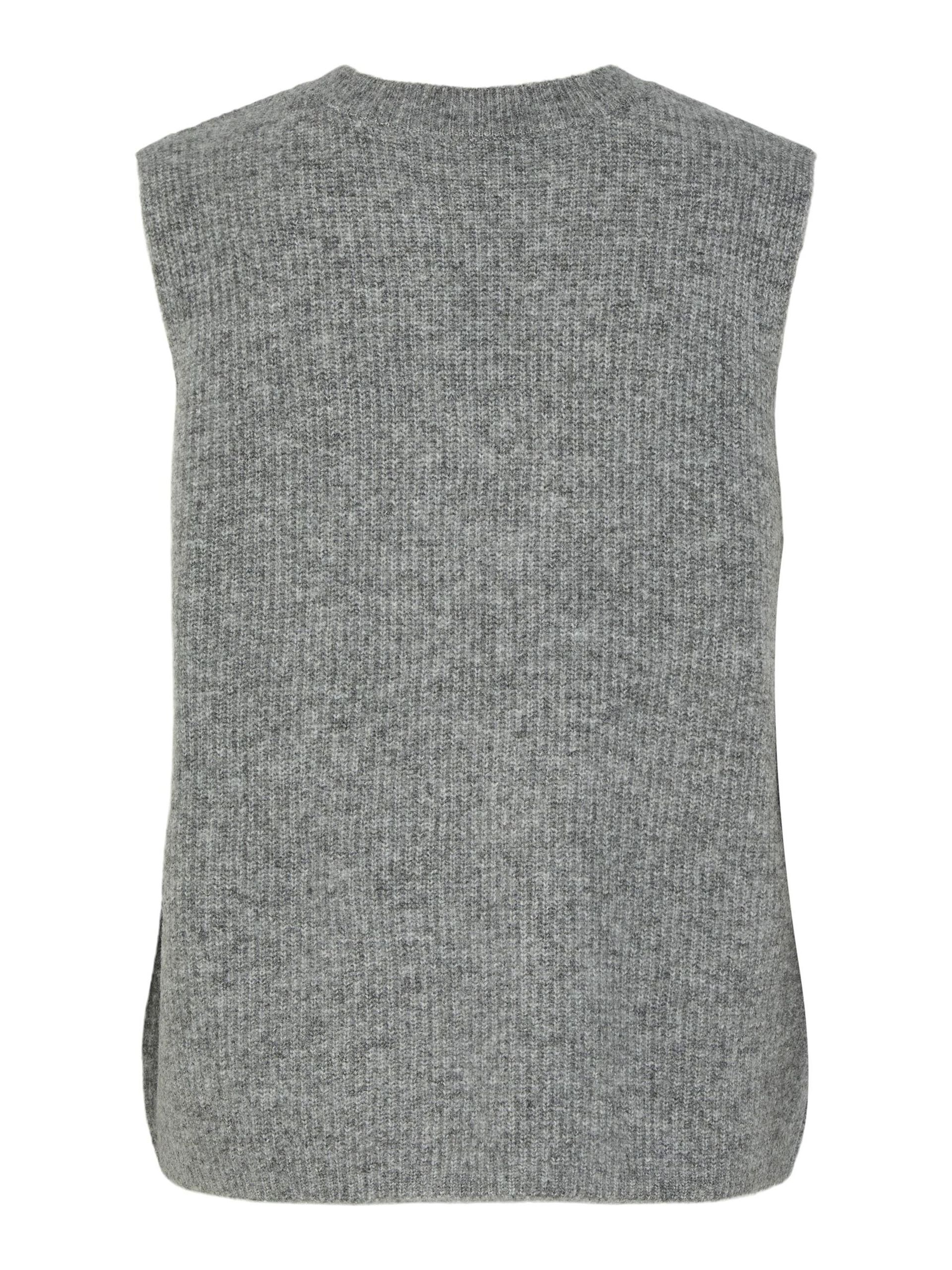 Carousel image - PCSILLY KNITTED VEST, Medium Grey Melange | 8