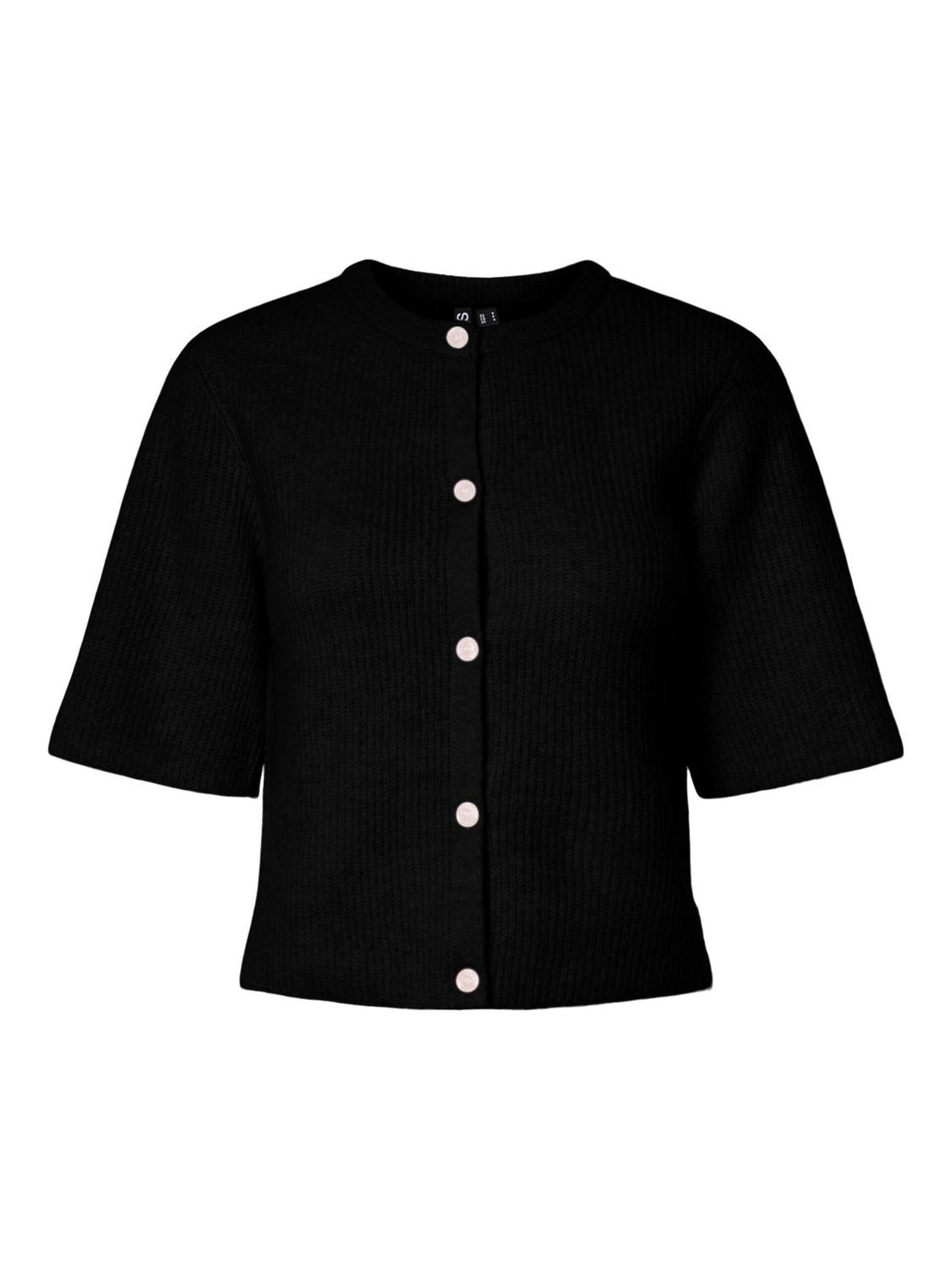 Carousel image - PCSILLY SHORT SLEEVED KNITTED CARDIGAN, Black | 5