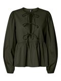 Product image thumbnail - PCJOLLY BINDEBÅND LANGÆRMET BLUSE, Forest Night | 6