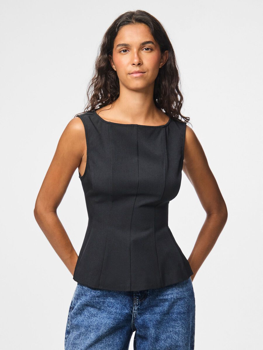 Carousel image - PCJOSSA - COL BATEAU TOP, Black | 1