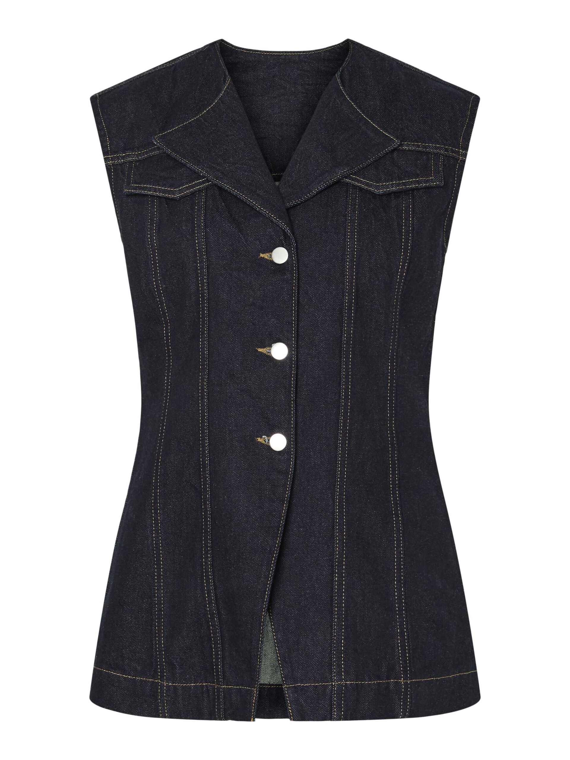Carousel image - PCNUA FITTED DENIM VÄST, Indigo | 6