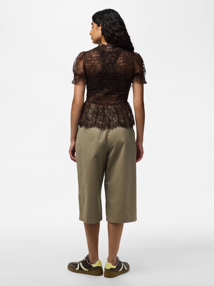 Product carousel image 2 PCJILLY LACE SHORT SLEEVED TOP, Hot Fudge