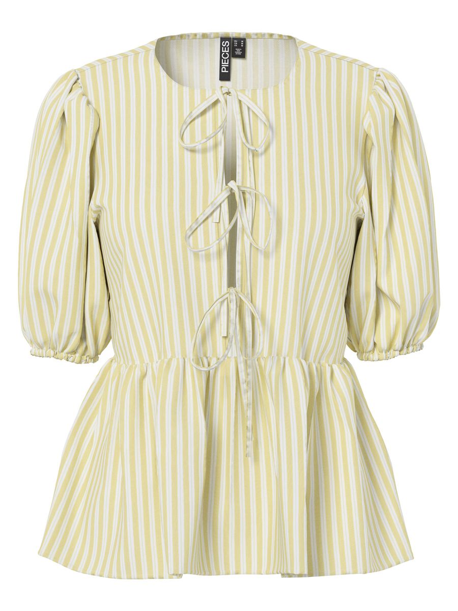 Carousel image - PCJOLLY TIE PUFF SLEEVED TOP, French Vanilla | 1