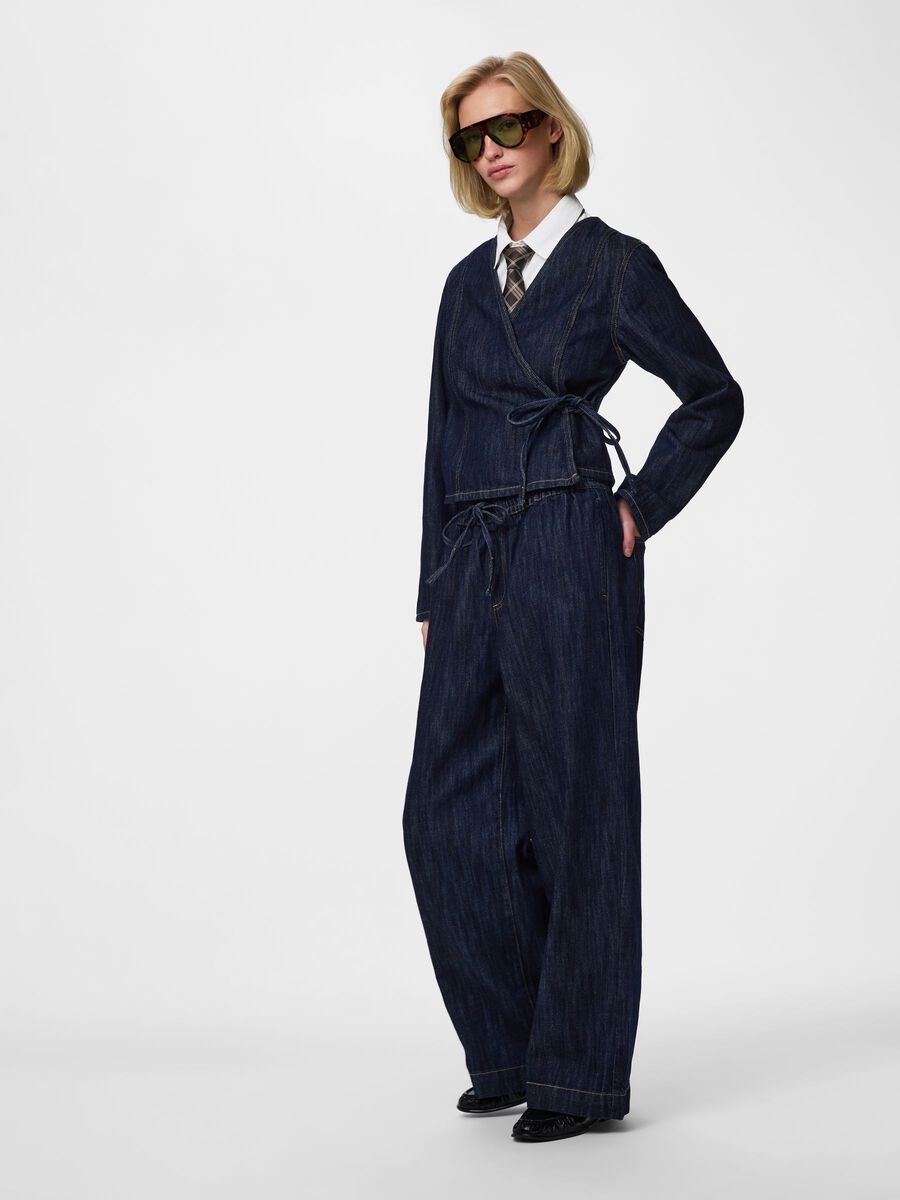 Carousel image - PCGEGGO MW PULL UP WIDE FIT JEANS, Dark Blue Denim | 7