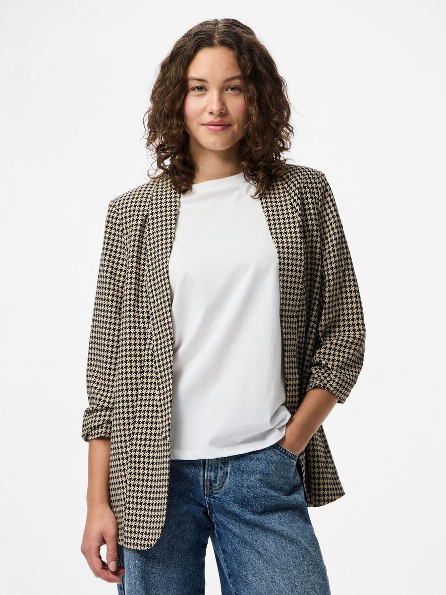 Carousel image - PCBOSELLA 3/4 PRINTED BLAZER, White Pepper | 1