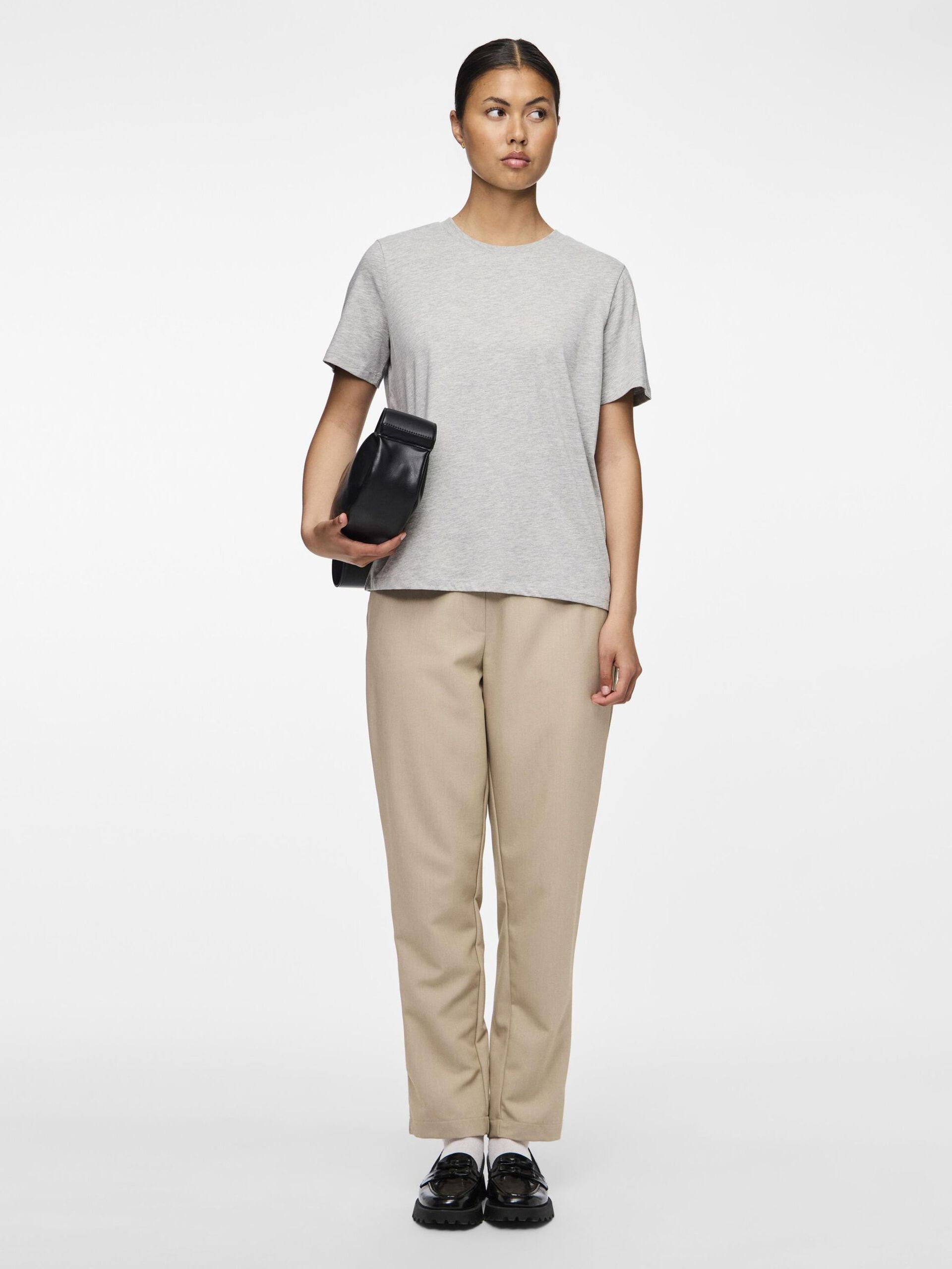 Carousel image - PCRIA COTTON T-SHIRT, Light Grey Melange | 5
