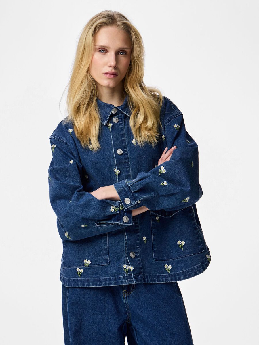 Product carousel image - PCFLORA SPIJKERBLOUSE, Medium Blue Denim | 1