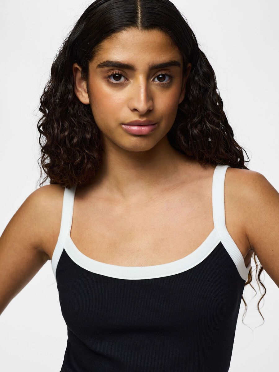 Product carousel image - PCMAY RIBBED STRAP TOP, Black | 1