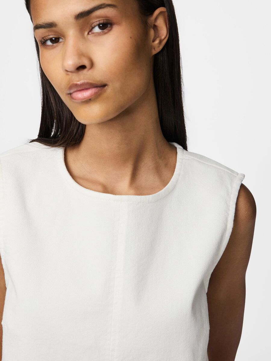 Product carousel image - PCSALUME DENIM TOP, Bright White | 2