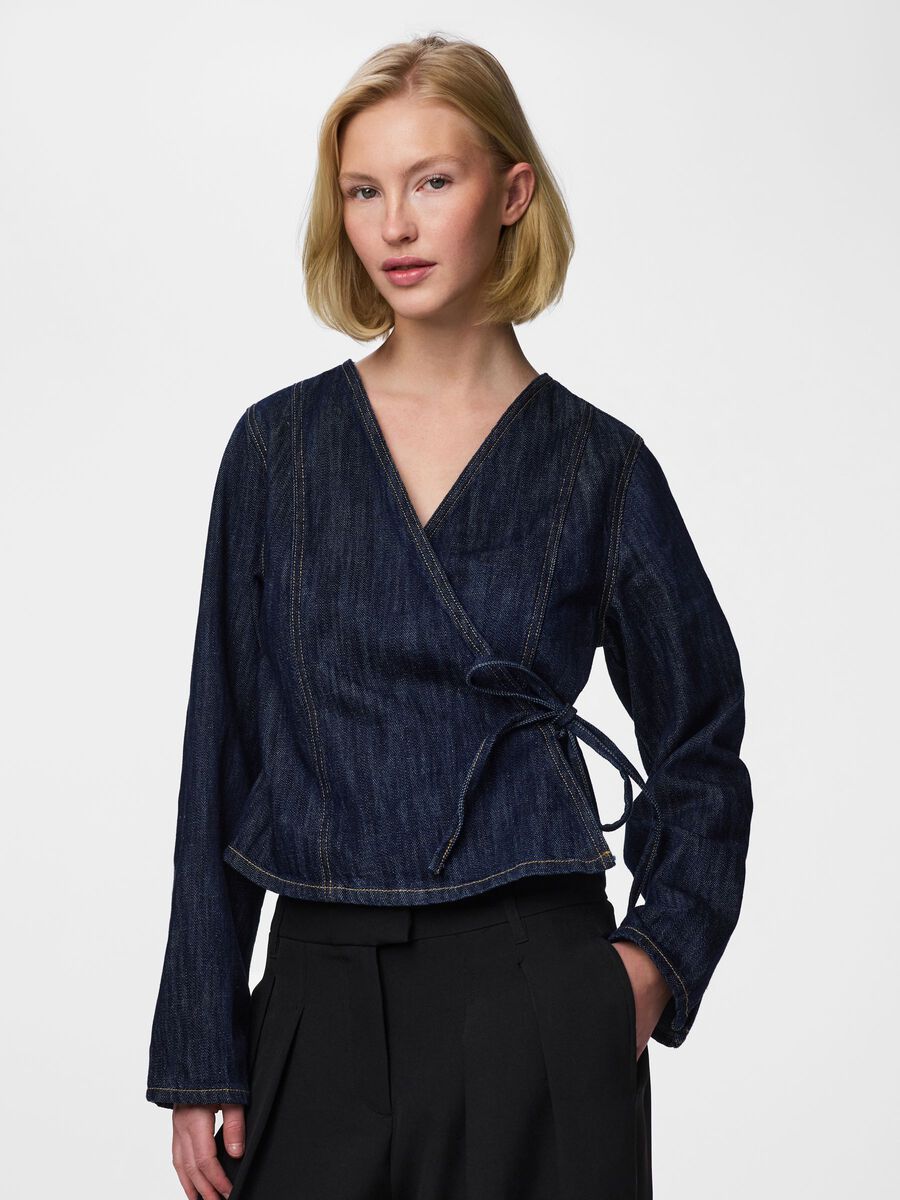 Product carousel image - PCGEGGO WIKKEL SPIJKERBLOUSE, Dark Blue Denim | 1