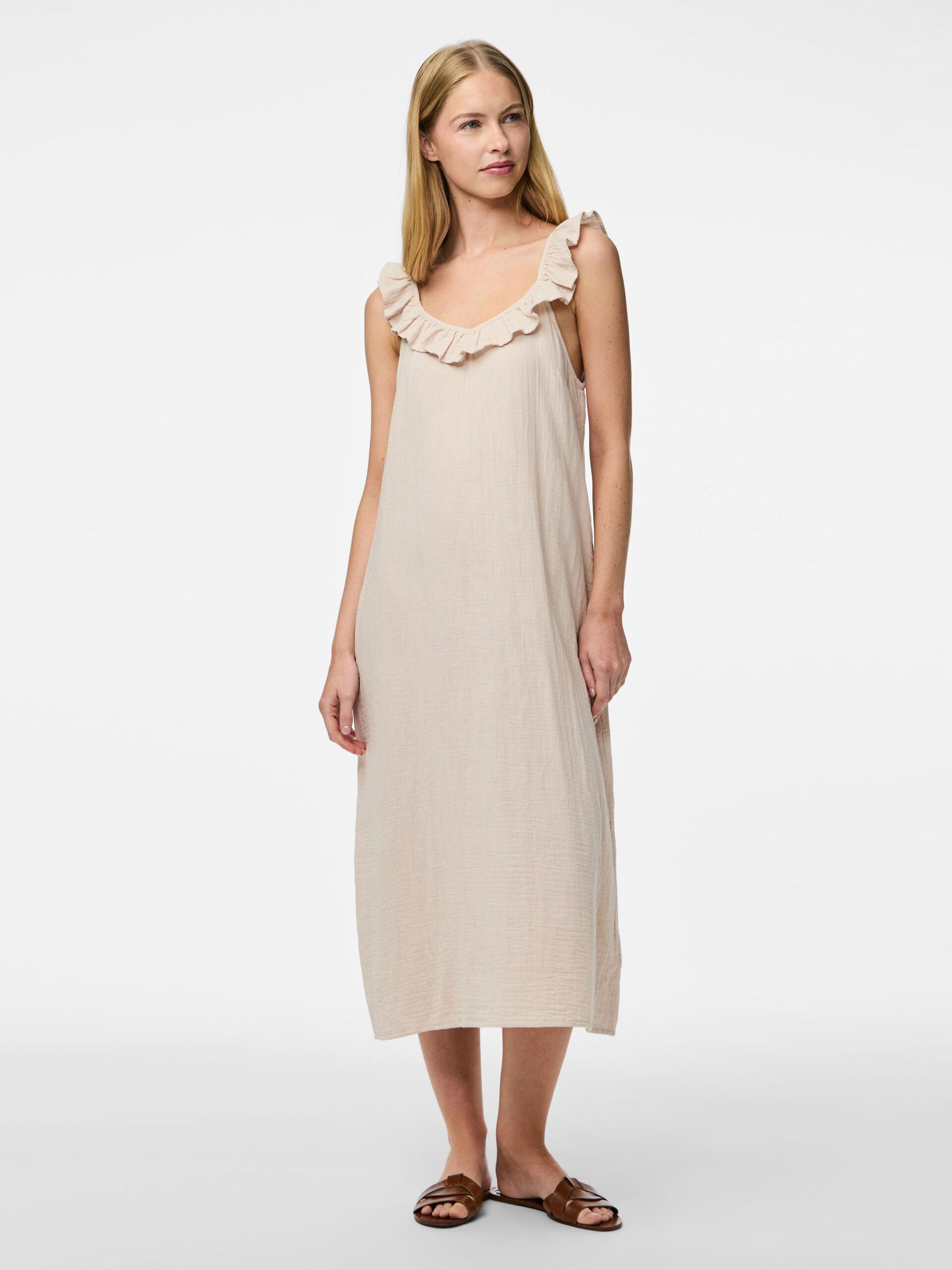 Carousel image - PCSASTINA MUSSELIN MIDIKLEID, Silver Gray | 3