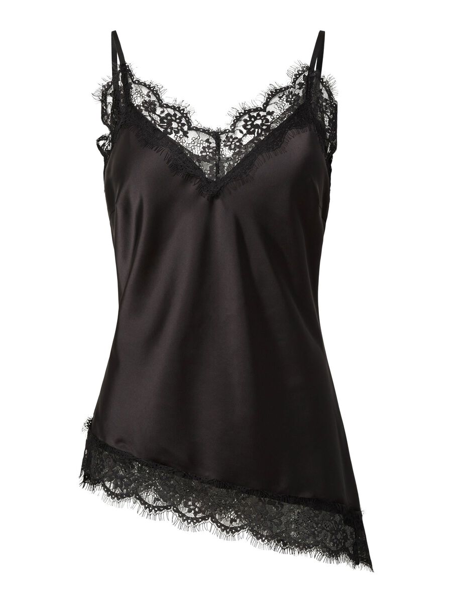 Product carousel image - PCJESSA LACE SINGLET, Black | 1