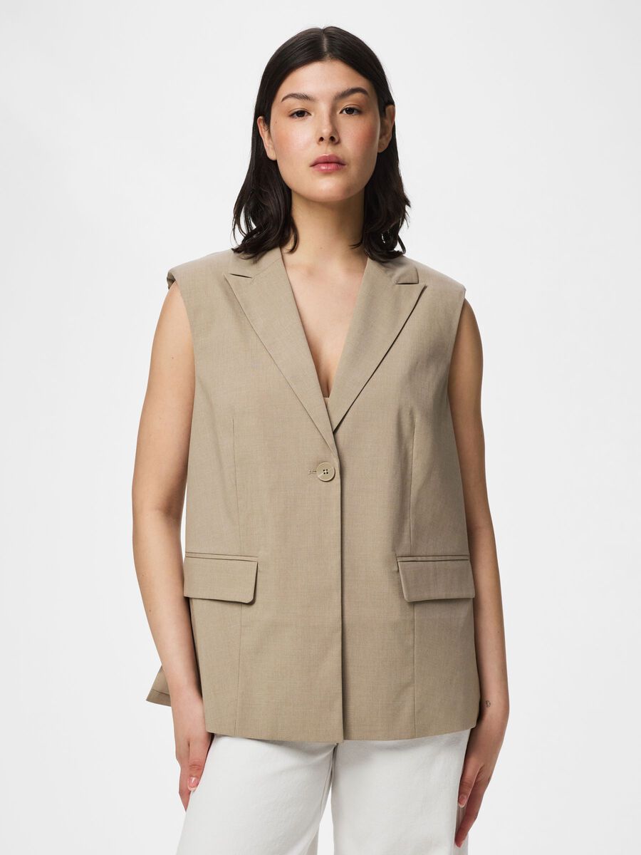 Product carousel image - PCROSA SPLITT VEST, Greige | 1