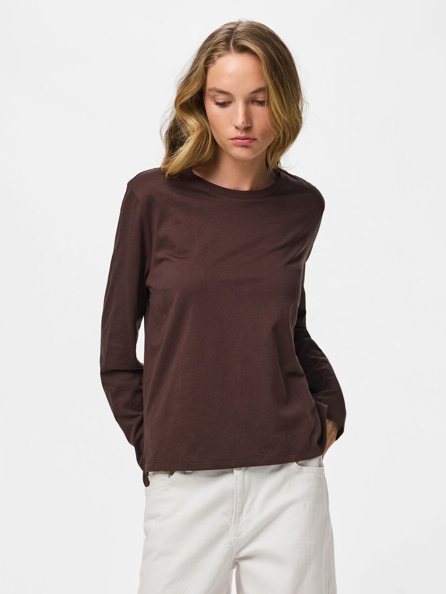 Product carousel image 1 PCASHLEY FIT  LONG SLEEVED TOP, Hot Fudge