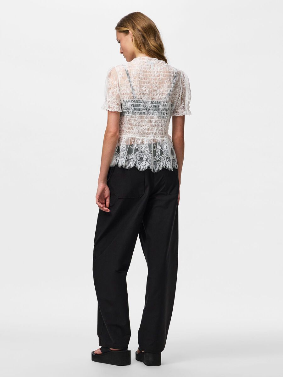 Product carousel image 2 PCJILLY LACE SHORT SLEEVED TOP, Bright White