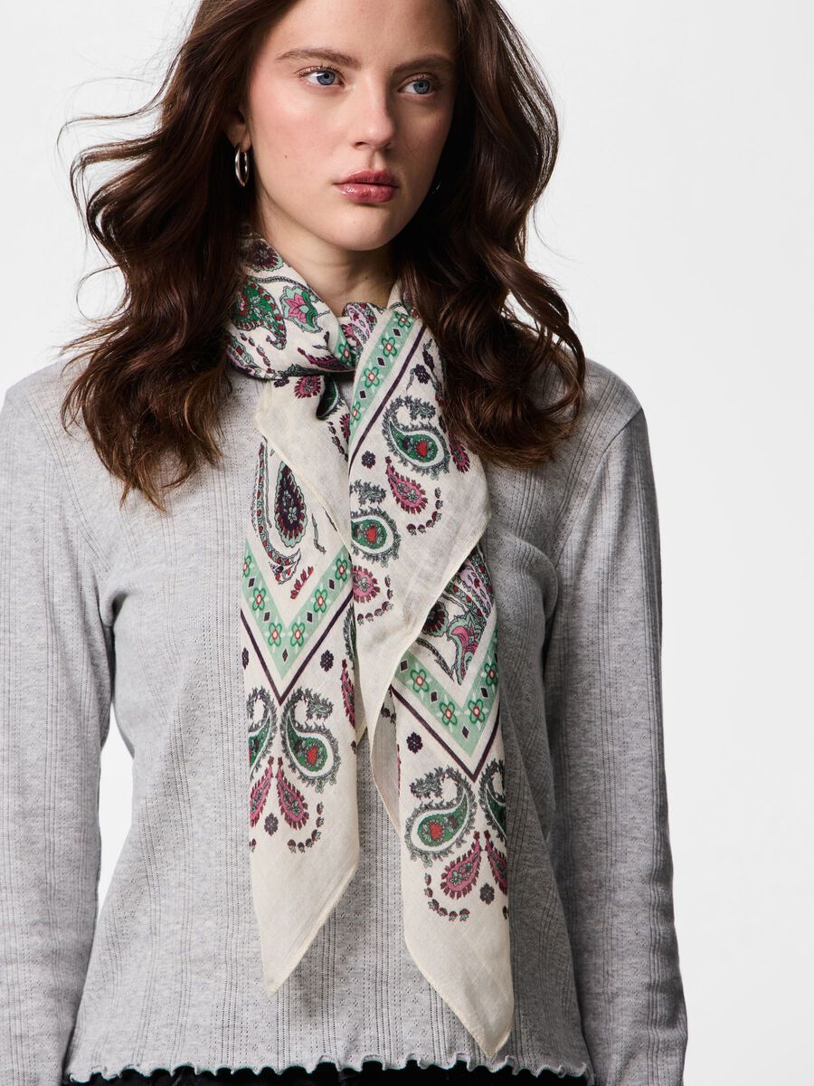 Carousel image - PCMIRANDI SQUARE  SCARF, Egret | 4