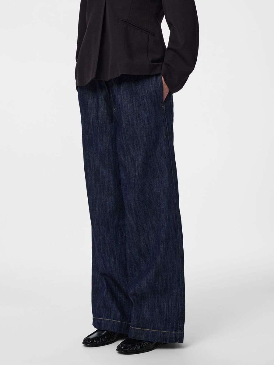 Product carousel image - PCGEGGO MW PULL-UP WIDE FIT JEANS, Dark Blue Denim | 1