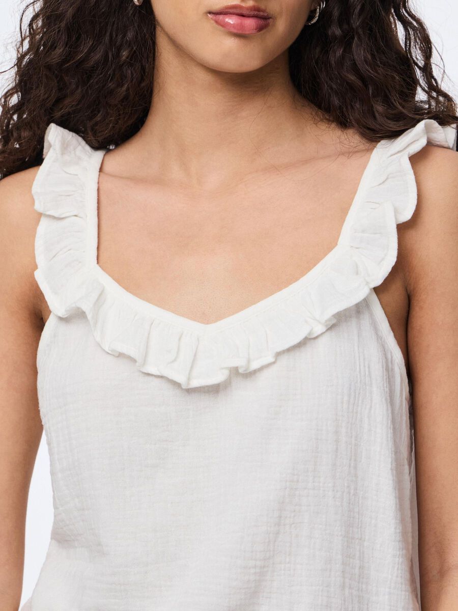 Carousel image - PCSASTINA MUSSELIN SLEEVELESS TOP, Cloud Dancer | 3