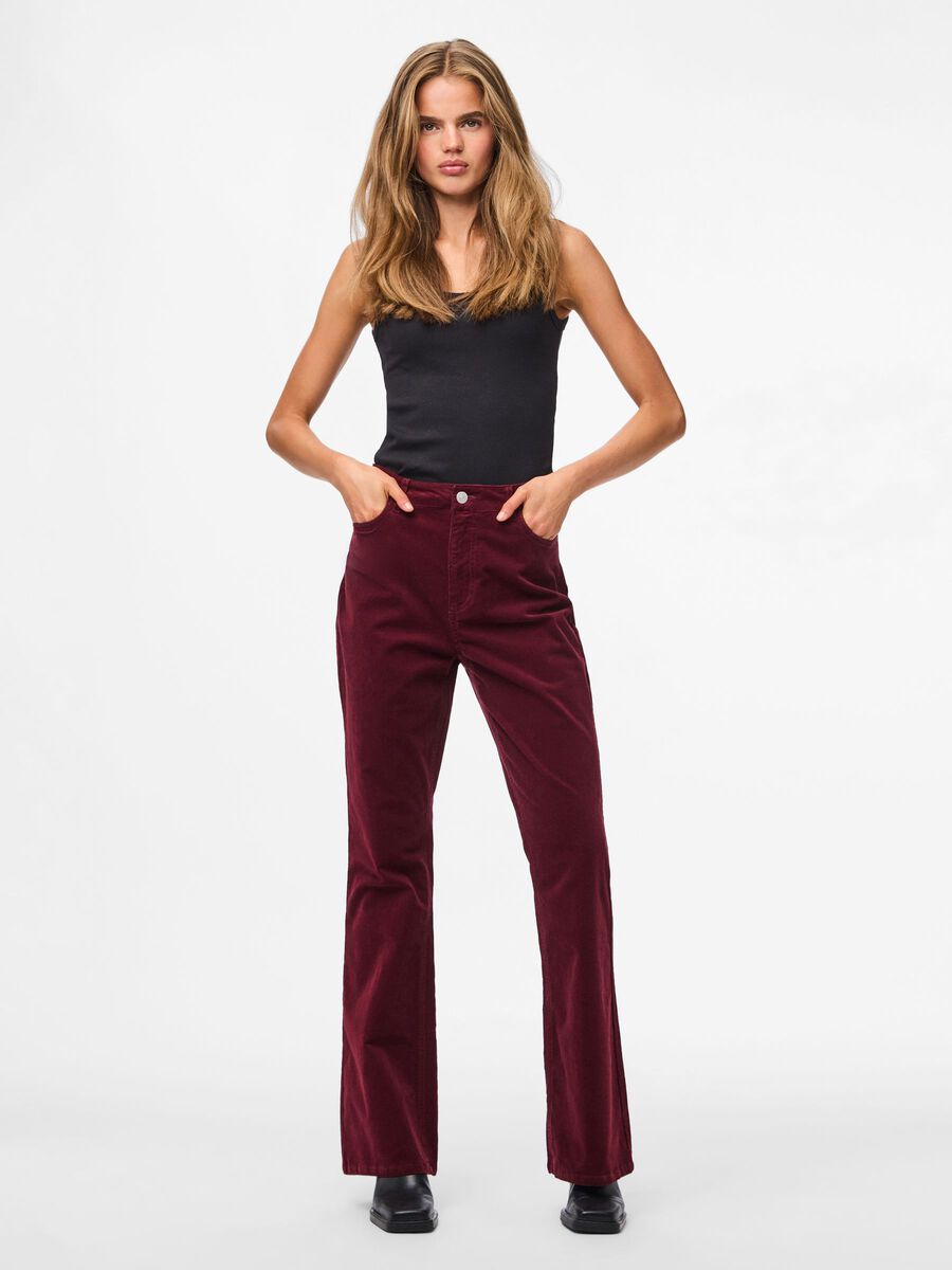 Carousel image - PCJOYA CORDUROY FLARED JEANS, Tawny Port | 1