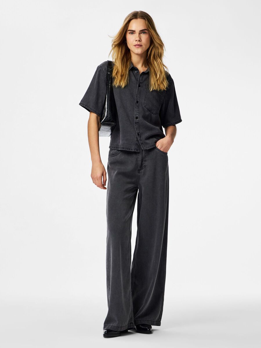 Carousel image - PCSMIDI MW WIDE FIT JEANS, Dark Grey Denim | 5